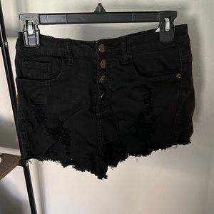 Black high waisted shorts with 4 buttons